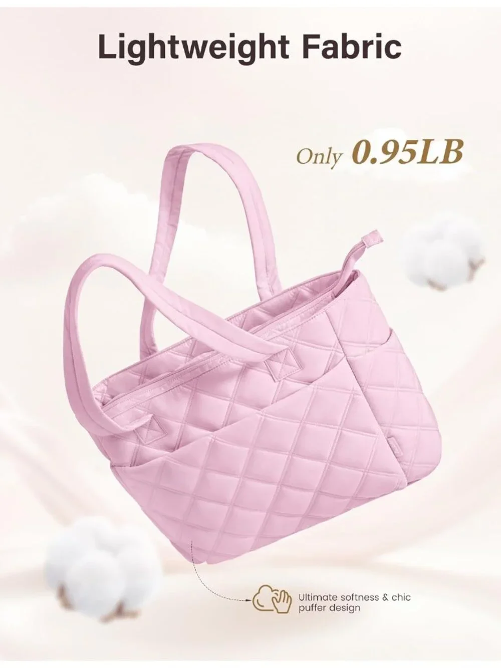 👜Women's Cherry Blossom Puffer Tote Bags Lightweight Quilted Work For Travel